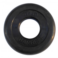  Диски обрезиненные, чёрного цвета, 51 мм, Atlet MB-AtletB50-1.25 (1,25 кг)
