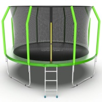  Батут с внутренней сеткой и лестницей, EVO JUMP Cosmo 12ft (Green)